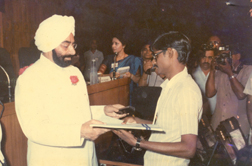 D Mani, receiving Best Employee National Award from President of India