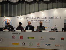 Mr. A.K. Mittal addressing the delegates in Bangkok after his re-election as Treasurer, World Blind Union