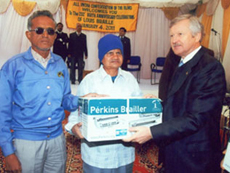 One affiliate receiving Perkins Braille writer for 22 AICB branches with help from the German Embassy at a public function organized by All India Confederation of the Blind on the occasion of 202nd Birth Anniversary of Louis Braille